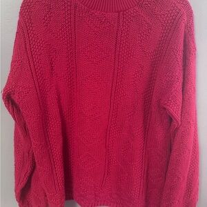 Vintage 80s/90s Bobbie Brooks Red Cable Knit Sweater